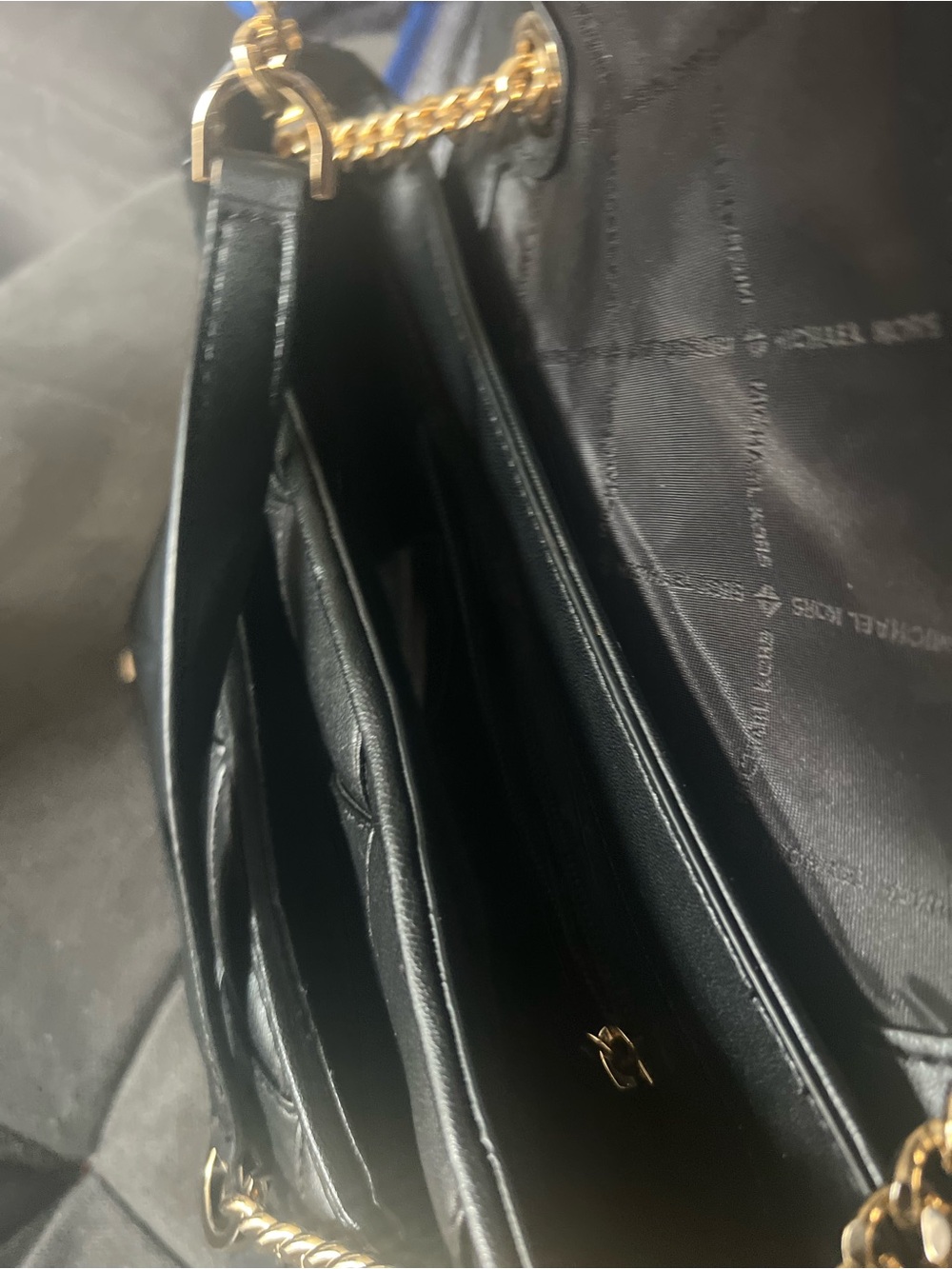 Michael Kors Black Quilted Leather Crossbody with Gold Chain - Picture 2 of 6
